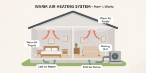 warm air heating system in UK home