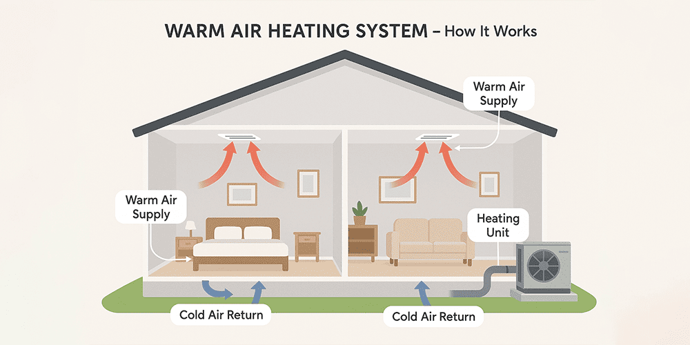 warm air heating system in UK home